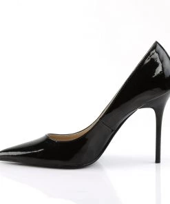Pleaser Direct Classique 20 Black Patent Pointed Stilettos Larger Size Shoes