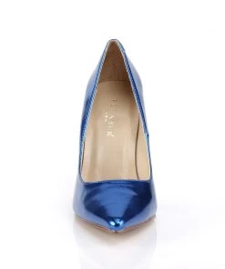 Pleaser Direct Classique 20 Metallic Blue Pointed Stilettos Larger Size Shoes