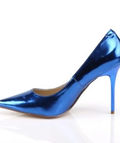 Pleaser Direct Classique 20 Metallic Blue Pointed Stilettos Larger Size Shoes