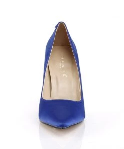 Pleaser Direct Larger Size Shoes Classique 20 Royal Blue Satin Pointed Stilettos