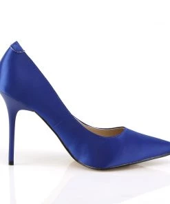 Pleaser Direct Larger Size Shoes Classique 20 Royal Blue Satin Pointed Stilettos
