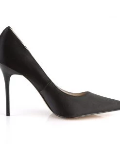Pleaser Direct Classique 20 Black Satin Pointed Stilettos