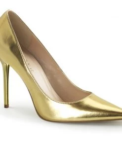 Pleaser Direct Classique 20 Metallic Gold Pointed Stilettos
