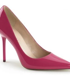 Pleaser Direct Classique 20 Hot Pink Patent Pointed Stilettos Larger Size Shoes