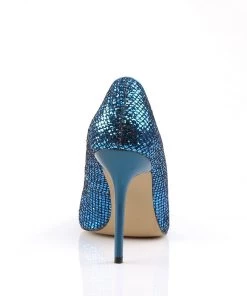 Pleaser Direct Classique 20 Navy Blue Glitter Pointed Stilettos Larger Size Shoes