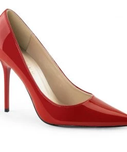 Pleaser Direct Larger Size Shoes Classique 20 Red Patent Pointed Stilettos