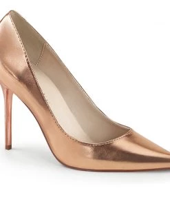 Pleaser Direct Classique 20 Rose Gold Metallic Pointed Stilettos Larger Size Shoes