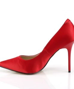 Pleaser Direct Larger Size Shoes Classique 20 Red Satin Pointed Stilettos