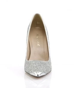Pleaser Direct Classique 20 Silver Glitter Pointed Stilettos