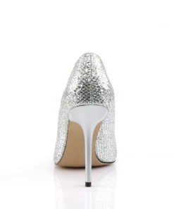 Pleaser Direct Classique 20 Silver Glitter Pointed Stilettos