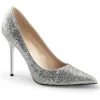 Pleaser Direct Classique 20 Silver Glitter Pointed Stilettos