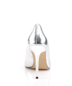 Pleaser Direct Larger Size Shoes Classique 20 Metallic Silver Pointed Stilettos