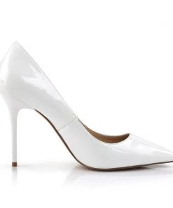 Pleaser Direct Larger Size Shoes Classique 20 White Patent Pointed Stilettos