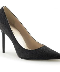 Pleaser Larger Size Shoes CLASSIQUE 20G Black Vegan 4" Heel