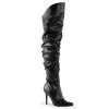 Pleaser Direct Classique 3011 Black Faux Leather Ruched Thigh High Boots