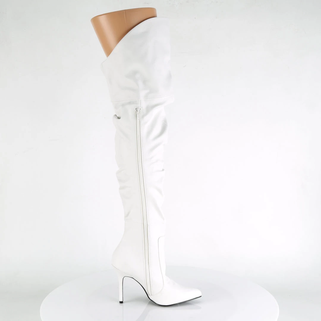 Pleaser Direct Classique 3011 White Faux Leather Ruched Thigh High Boots Larger Size Shoes 5 Pleaser Direct Classique 3011 White Faux Leather Ruched Thigh High Boots Larger Size Shoes