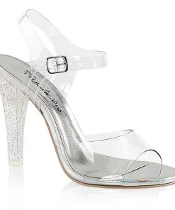 Pleaser Direct Clearly 408MG Clear And Glitter Perspex Heels