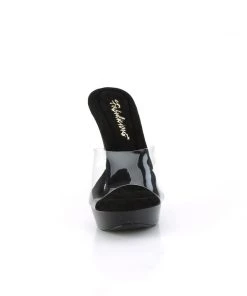 Pleaser Direct Cocktail 501 Black And Clear Mule Larger Size Shoes