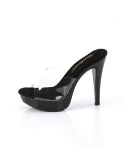 Pleaser Direct Cocktail 501 Black And Clear Mule Larger Size Shoes