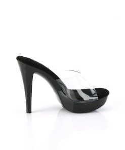 Pleaser Direct Cocktail 501 Black And Clear Mule Larger Size Shoes