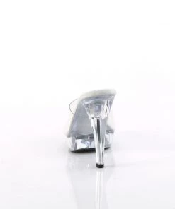 Pleaser Direct Cocktail 501 Silver And Clear Mule Platforms