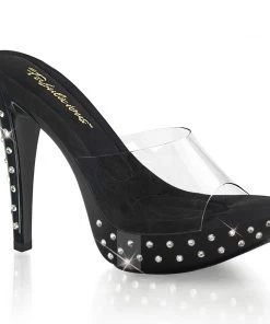 Pleaser Direct Cocktail 501SDT Black Stud Mule Platforms
