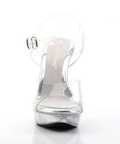 Pleaser Direct Larger Size Shoes Cocktail 508MG Clear Glitter Platforms