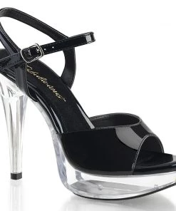 Pleaser Direct Larger Size Shoes Cocktail 509 Black Peep Toe Platforms