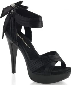 Pleaser Direct Cocktail 568 Black Satin Criss Cross Sandals Larger Size Shoes