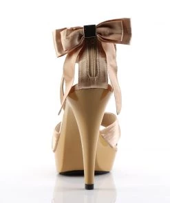 Pleaser Direct Cocktail 568 Nude Satin Criss Cross Sandals Larger Size Shoes