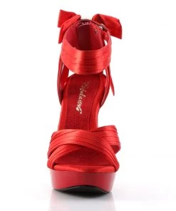 Pleaser Direct Larger Size Shoes Cocktail 568 Red Satin Criss Cross Sandals
