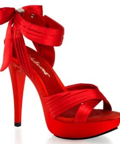 Pleaser Direct Larger Size Shoes Cocktail 568 Red Satin Criss Cross Sandals
