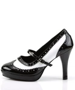 Pleaser Direct Contessa 06 Black And White Mary Jane Style Heels Larger Size Shoes
