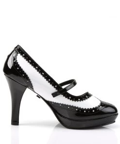 Pleaser Direct Contessa 06 Black And White Mary Jane Style Heels Larger Size Shoes