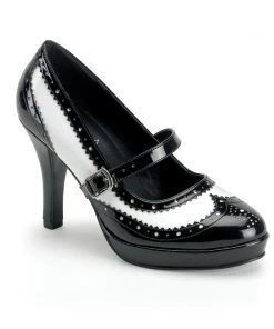 Pleaser Direct Contessa 06 Black And White Mary Jane Style Heels Larger Size Shoes