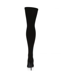Pleaser Direct Courtly 3005 Black Thigh High Vegan Boots By Pleaser Shoes Larger Size Shoes