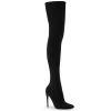 Pleaser Direct Courtly 3005 Black Thigh High Vegan Boots By Pleaser Shoes Larger Size Shoes