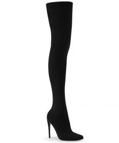 Pleaser Direct Courtly 3005 Black Thigh High Vegan Boots By Pleaser Shoes Larger Size Shoes