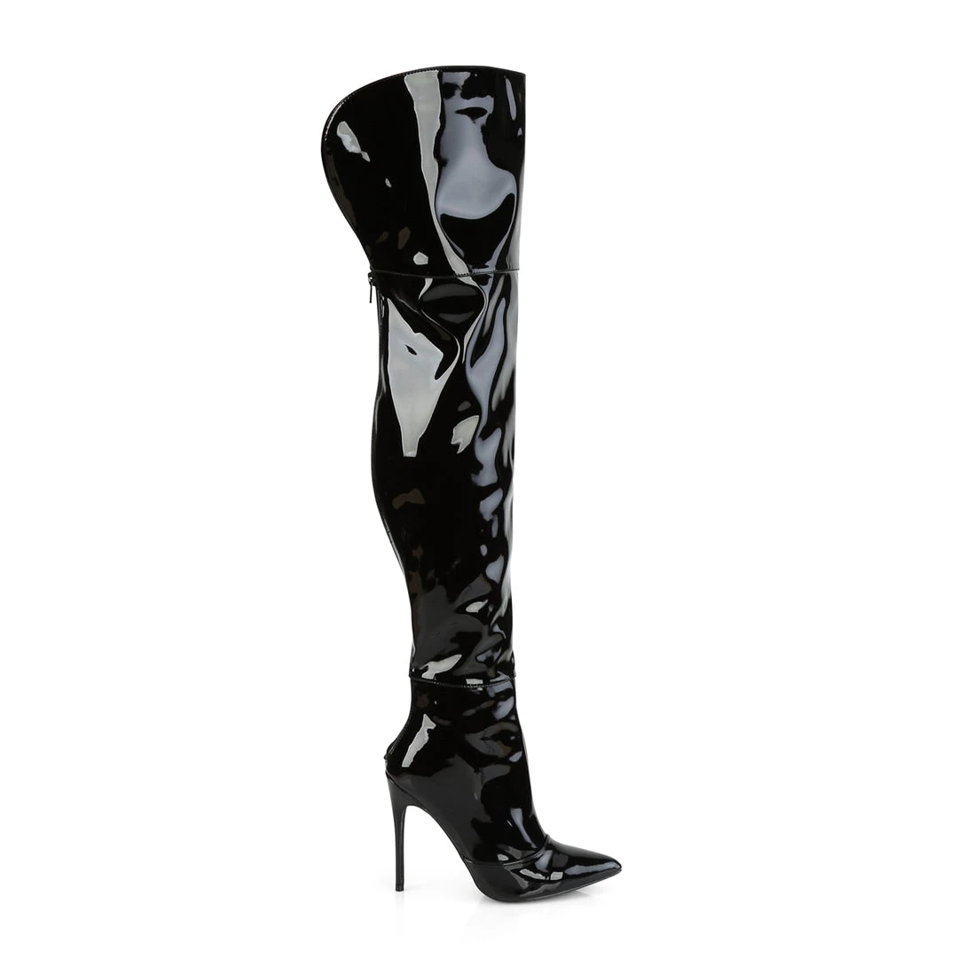 Pleaser Direct Larger Size Shoes Courtly 3012 Black Patent Thigh High Boots 5 Pleaser Direct Larger Size Shoes Courtly 3012 Black Patent Thigh High Boots