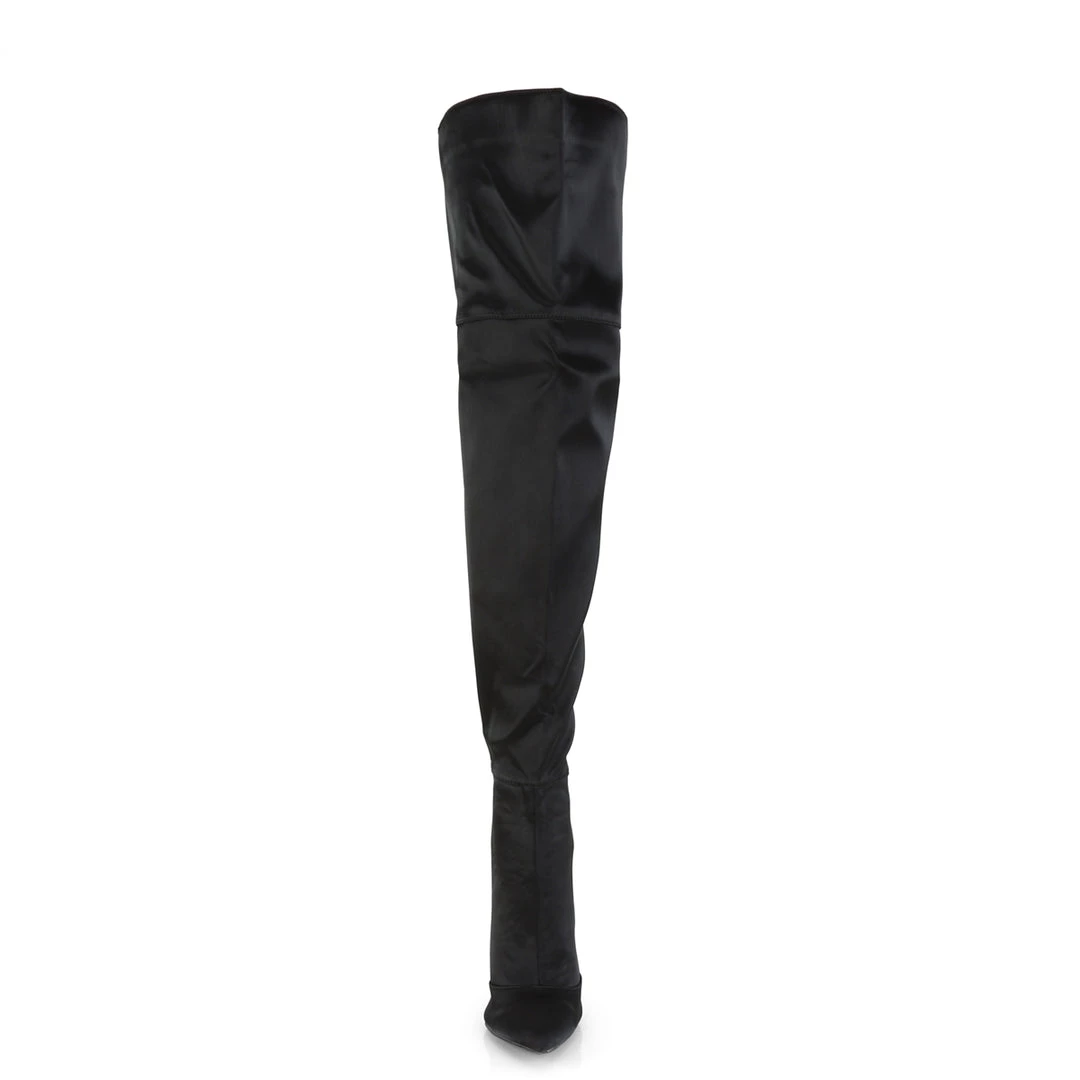 Pleaser Direct Courtly 3012 Black Satin Thigh High Boots 2 Pleaser Direct Courtly 3012 Black Satin Thigh High Boots