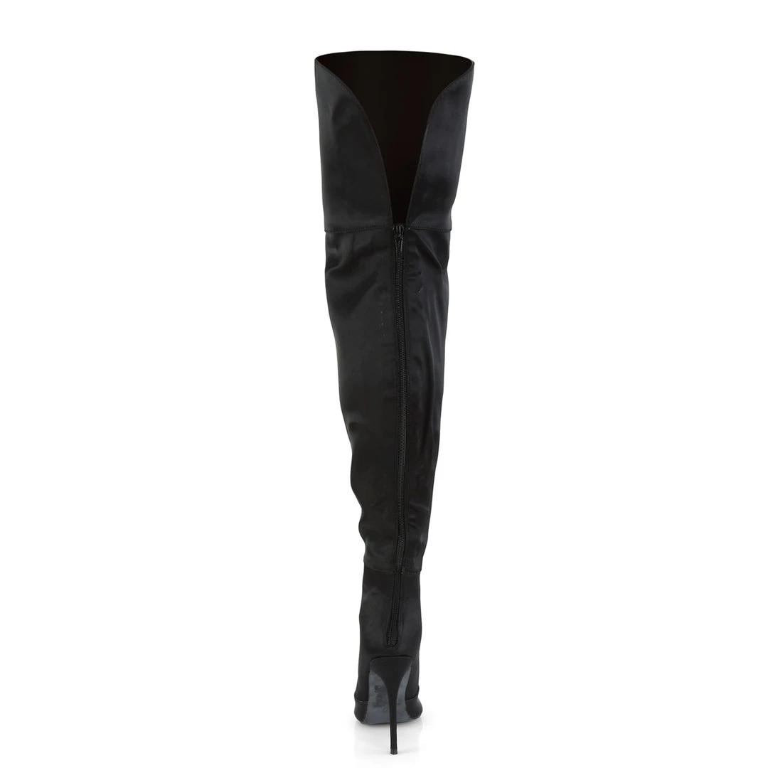 Pleaser Direct Courtly 3012 Black Satin Thigh High Boots 4 Pleaser Direct Courtly 3012 Black Satin Thigh High Boots