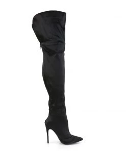 Pleaser Direct Courtly 3012 Black Satin Thigh High Boots 9 Pleaser Direct Courtly 3012 Black Satin Thigh High Boots
