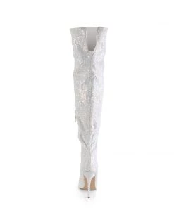 Pleaser Direct Larger Size Shoes Courtly 3015 White Glitter Vegan Thigh High Boots 8 Pleaser Direct Larger Size Shoes Courtly 3015 White Glitter Vegan Thigh High Boots