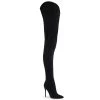Pleaser Direct Larger Size Shoes Courtly 4017 Black Faux Suede Crotch High Boots