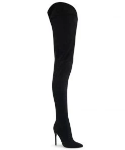 Pleaser Direct Larger Size Shoes Courtly 4017 Black Faux Suede Crotch High Boots