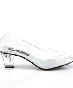 Pleaser Direct Larger Size Shoes Crystal 103 Clear Mules With Butterfly Design