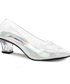Pleaser Direct Larger Size Shoes Crystal 103 Clear Mules With Butterfly Design