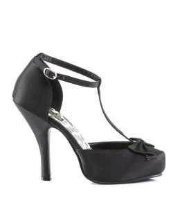 Pleaser Direct High Heel Shoes Cutiepie 12 Black T Strap High Heels