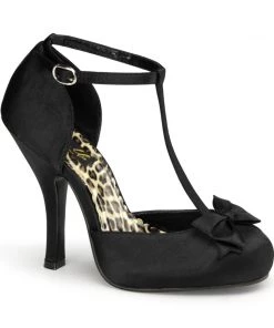 Pleaser Direct High Heel Shoes Cutiepie 12 Black T Strap High Heels