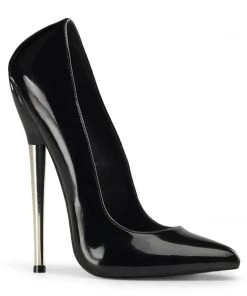 Pleaser Direct Dagger 01 Black Patent Vegan Stiletto Larger Size Shoes